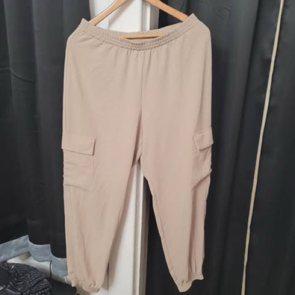 Zara Beige Cargo Jogger Pants